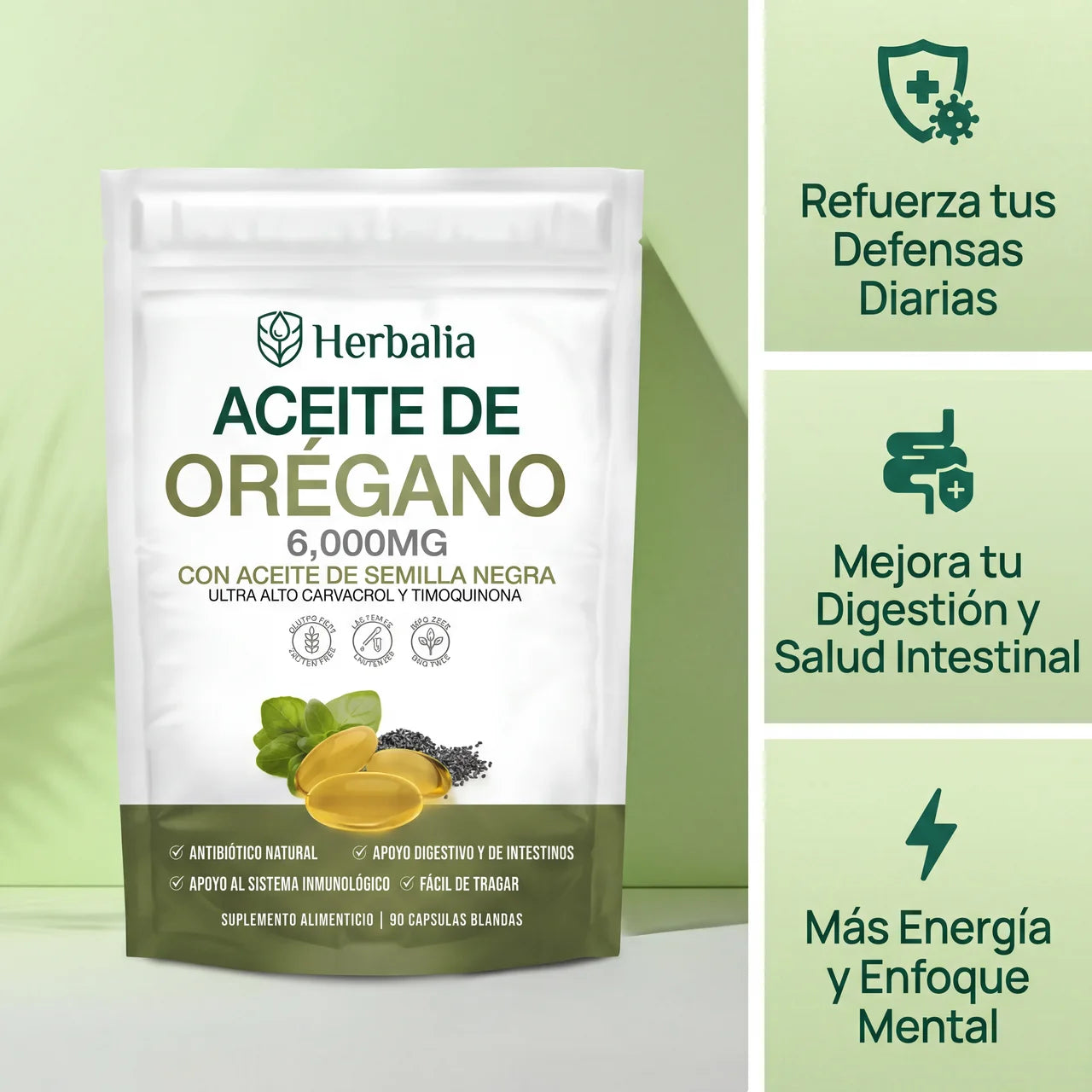 Herbalia™ Aceite de Orégano con Aceite de Semilla negra